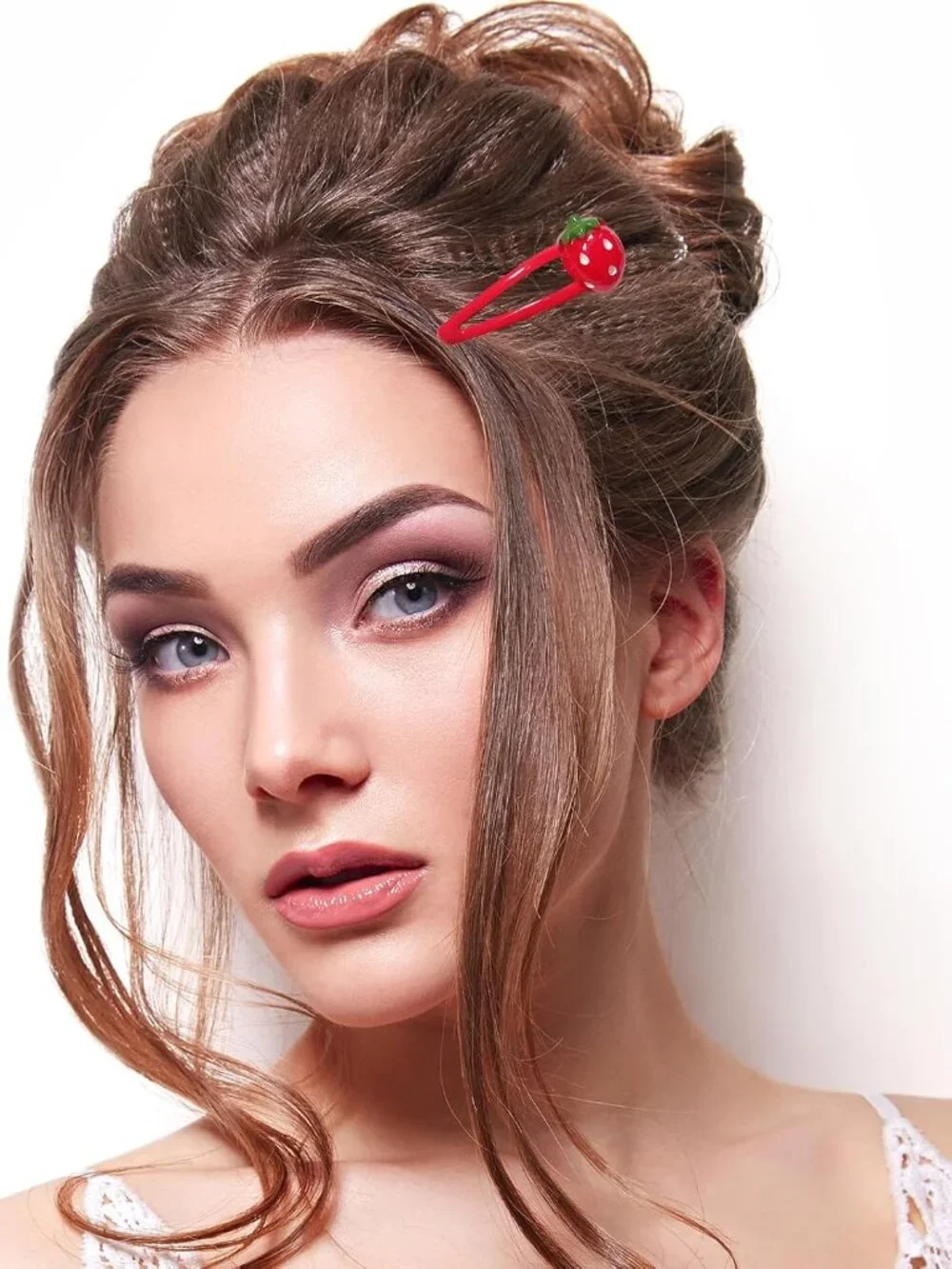 Strawberry Hair Clip - 4Pcs Red Metal Snap Fruit Hair Clips Hair Barrettes Cute